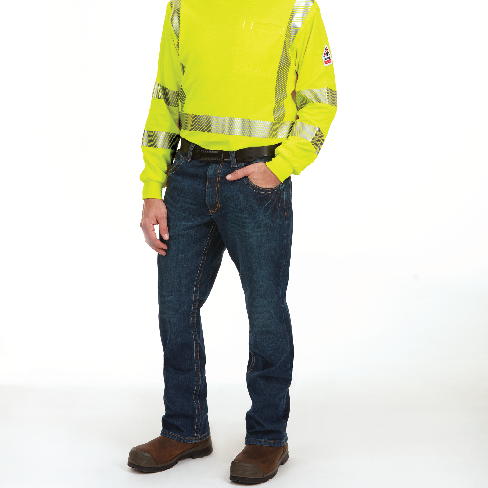 Bulwark Men's FR iQ Series® Lightweight FR Hi-Vis LS T-Shirt - SMK8 - Image 4